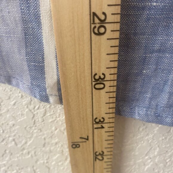 Ellen Tracy Top Womens size Large Blue & White Striped Shirt With Zipper & Pocke - Picture 12 of 15